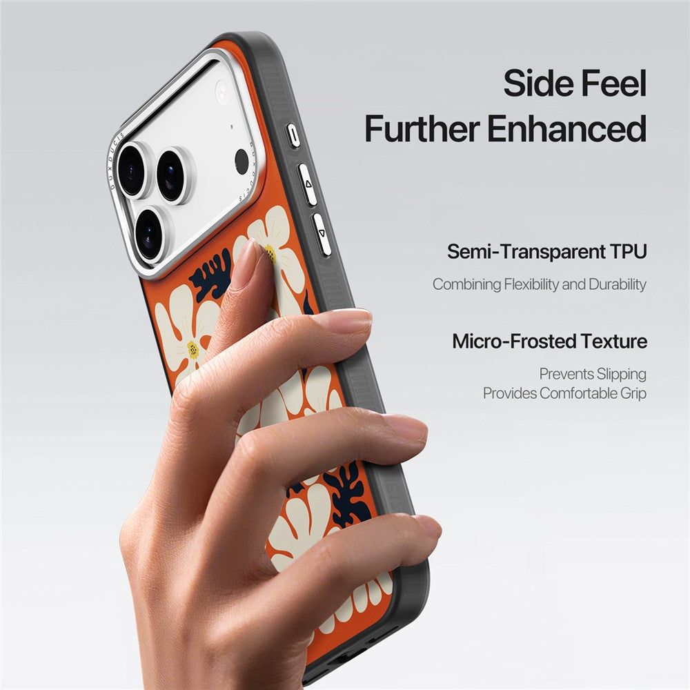 DUX DUCIS Moro Series For iPhone 17 Pro Max Case Compatible with MagSafe UV Pattern Leather + PC + TPU Phone Cover - Orange