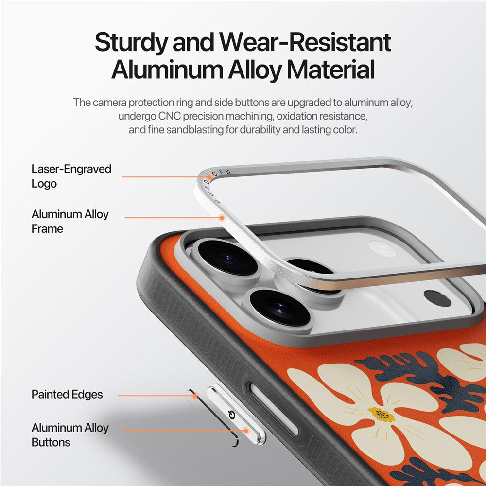 DUX DUCIS Moro Series For iPhone 17 Pro Max Case Compatible with MagSafe UV Pattern Leather + PC + TPU Phone Cover - Orange