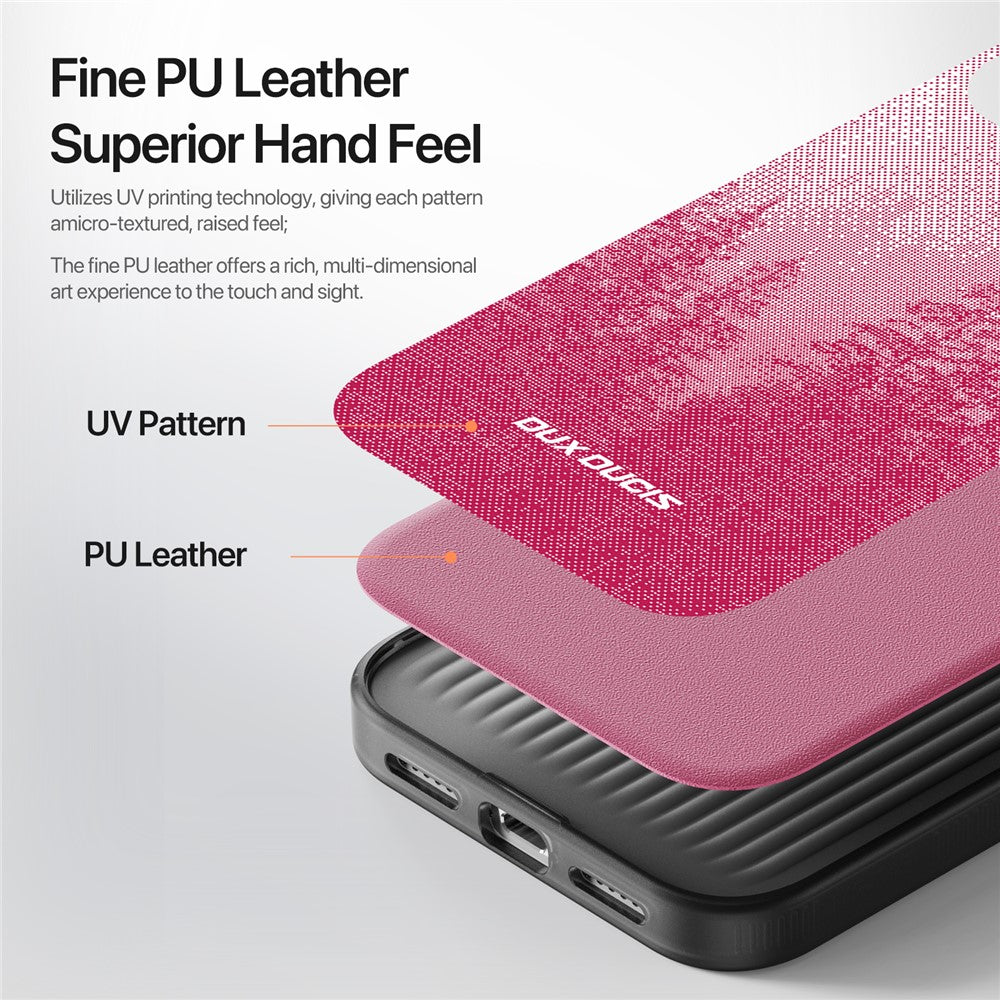 DUX DUCIS Moro Series For iPhone 17 Pro Max Case Compatible with MagSafe UV Pattern Leather + PC + TPU Phone Cover - Red