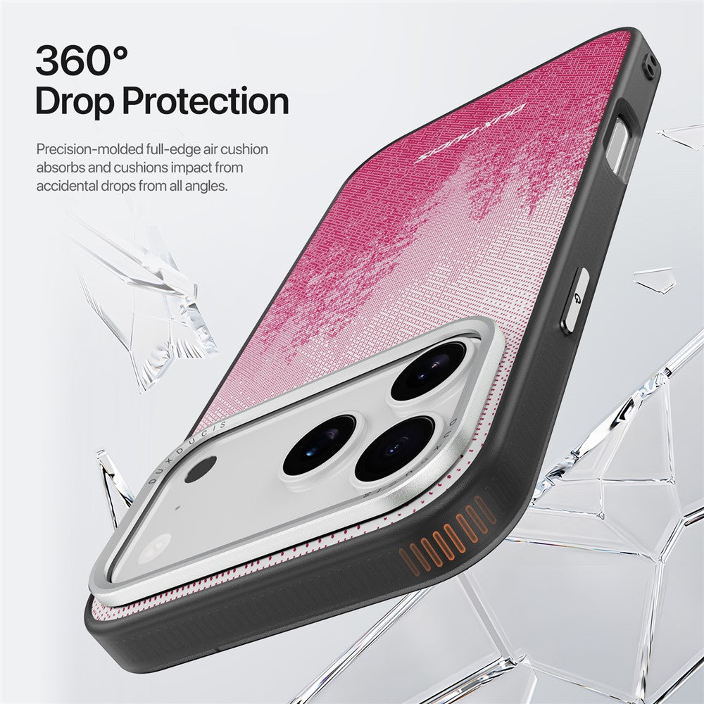 DUX DUCIS Moro Series For iPhone 17 Pro Max Case Compatible with MagSafe UV Pattern Leather + PC + TPU Phone Cover - Red