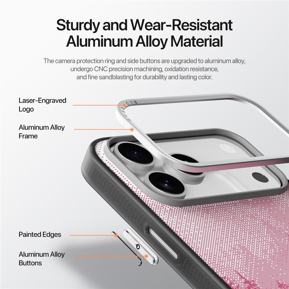 DUX DUCIS Moro Series For iPhone 17 Pro Max Case Compatible with MagSafe UV Pattern Leather + PC + TPU Phone Cover - Red