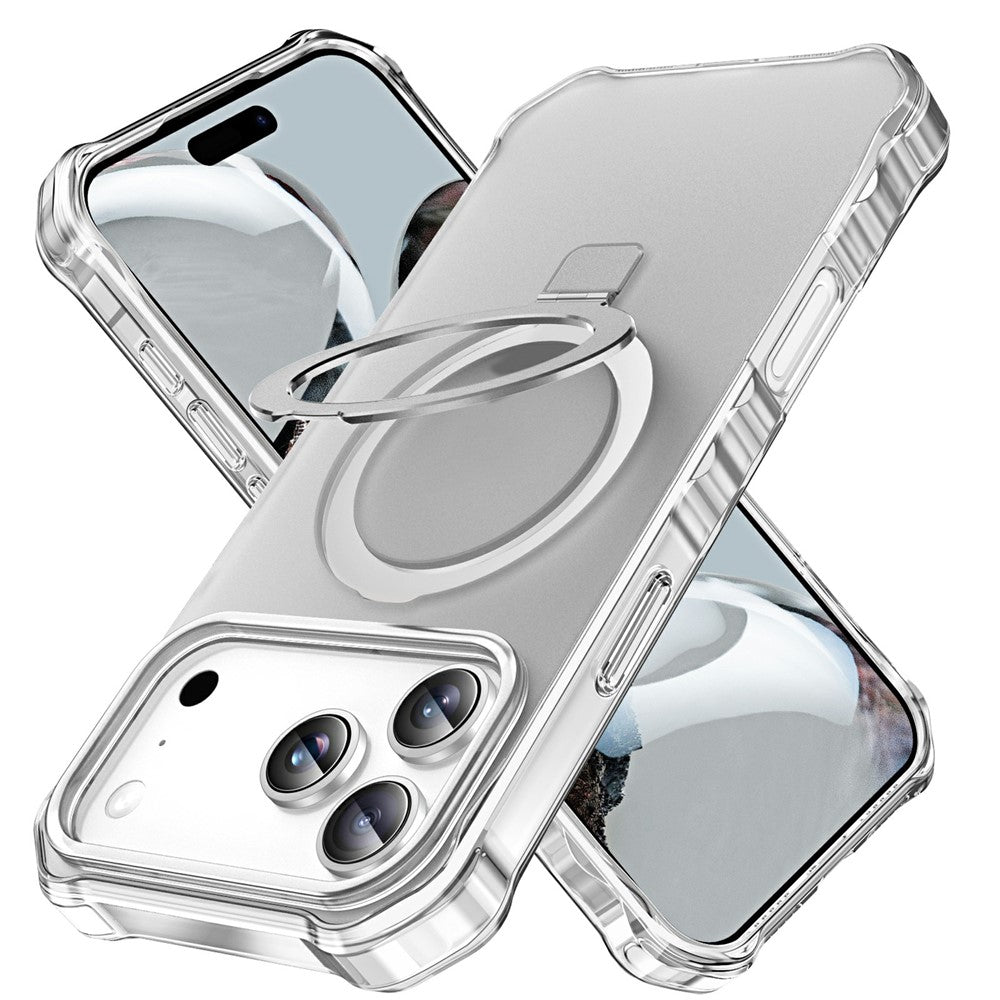 For iPhone 17 Pro Max Case Compatible with MagSafe Matte Kickstand Hybrid Phone Cover Small Wavy Edge - Grey