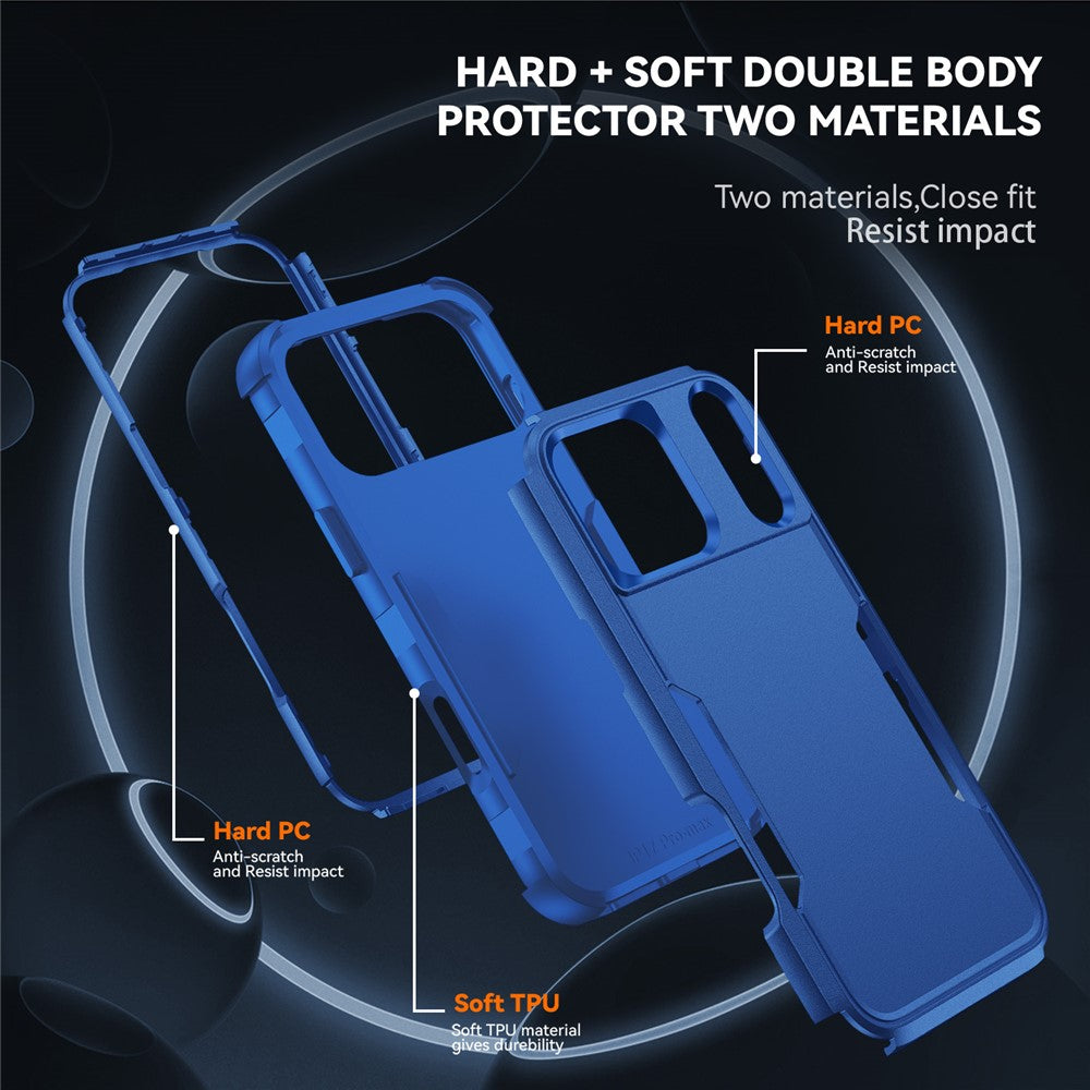 For iPhone 17 Pro Max Case 3 in 1 Shockproof TPU PC Phone Cover - Sapphire