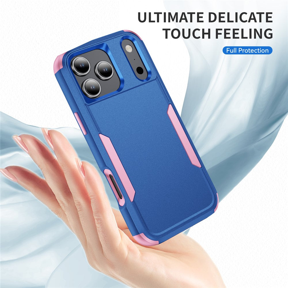 For iPhone 17 Pro Max Case 3 in 1 Shockproof TPU PC Phone Cover - Sapphire+Pink