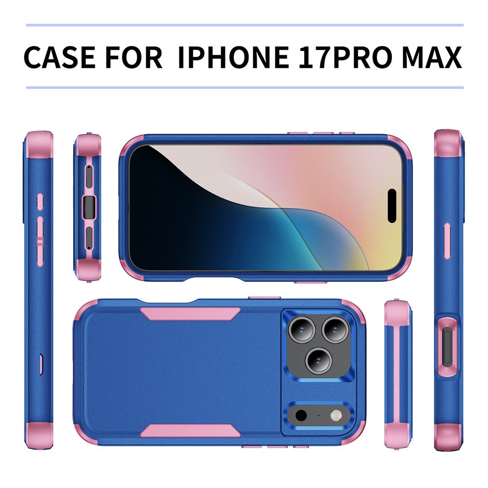 For iPhone 17 Pro Max Case 3 in 1 Shockproof TPU PC Phone Cover - Sapphire+Pink