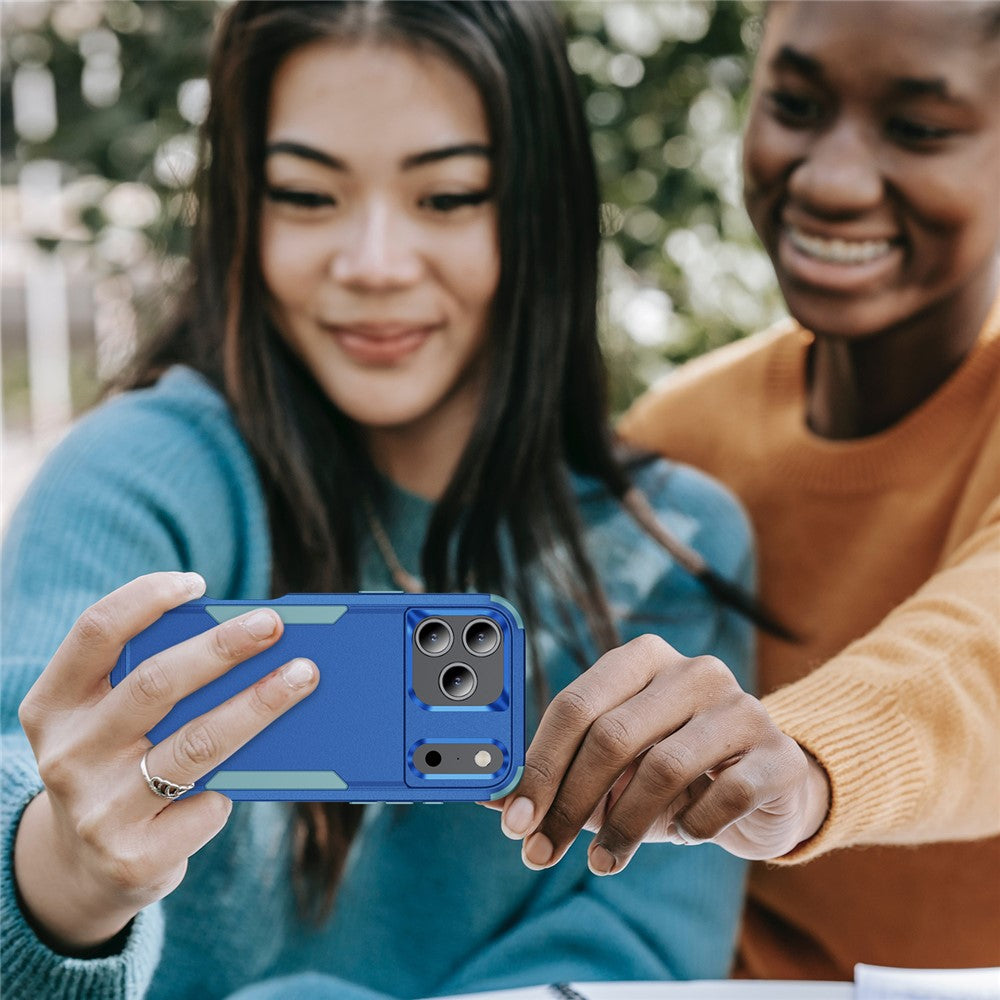 For iPhone 17 Pro Max Case 3 in 1 Shockproof TPU PC Phone Cover - Sapphire+Grey Green