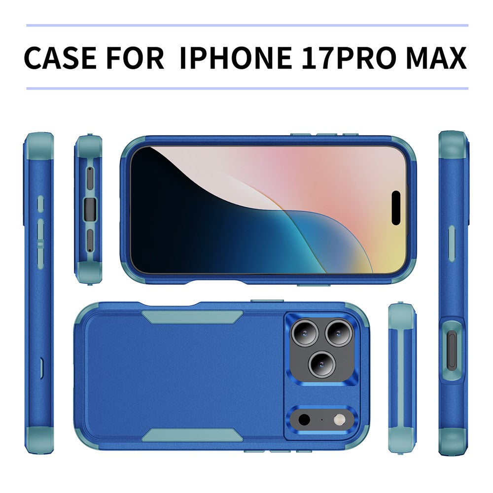 For iPhone 17 Pro Max Case 3 in 1 Shockproof TPU PC Phone Cover - Sapphire+Grey Green