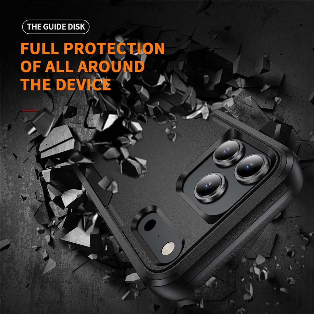 For iPhone 17 Pro Max Case 3 in 1 Shockproof TPU PC Phone Cover - Black