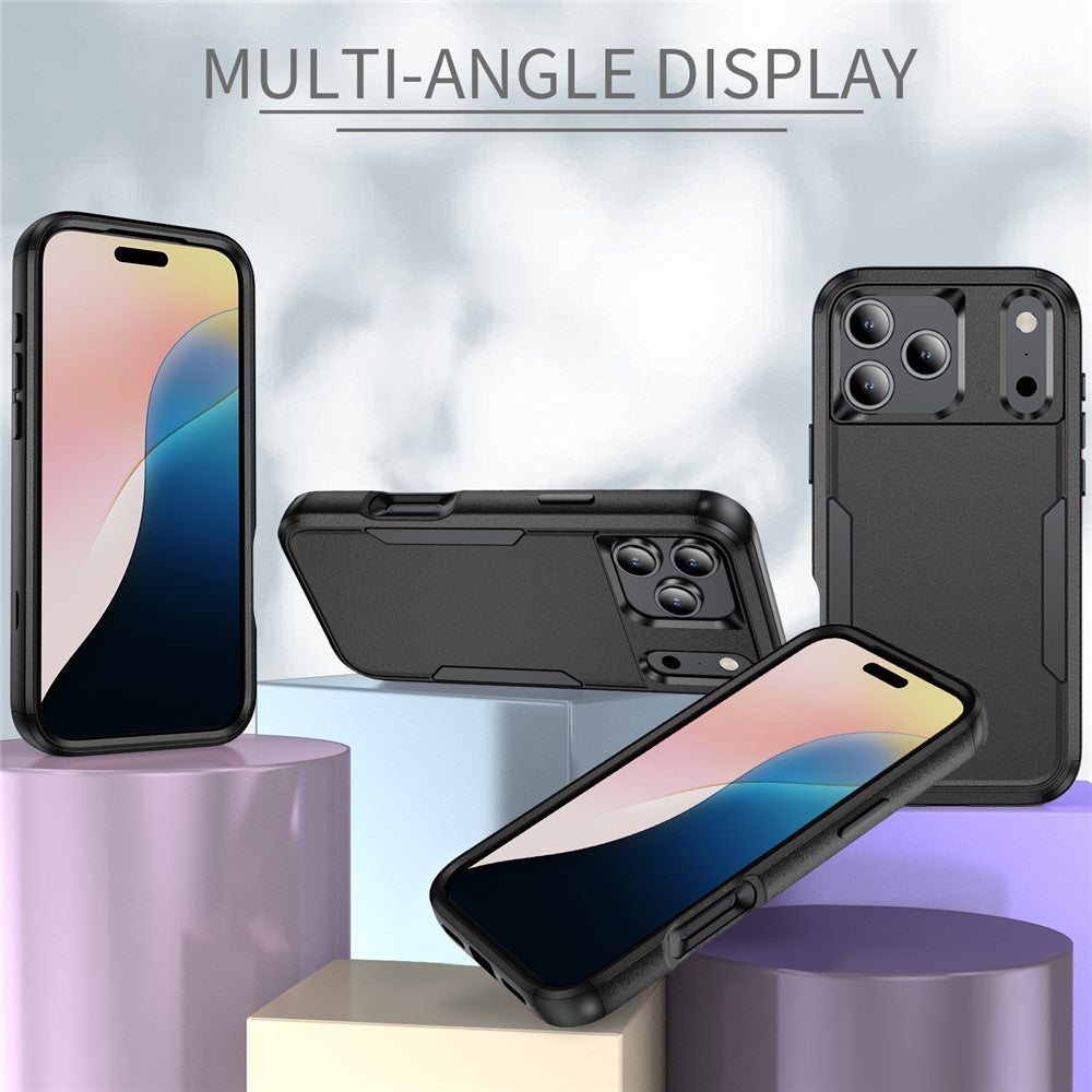 For iPhone 17 Pro Max Case 3 in 1 Shockproof TPU PC Phone Cover - Black