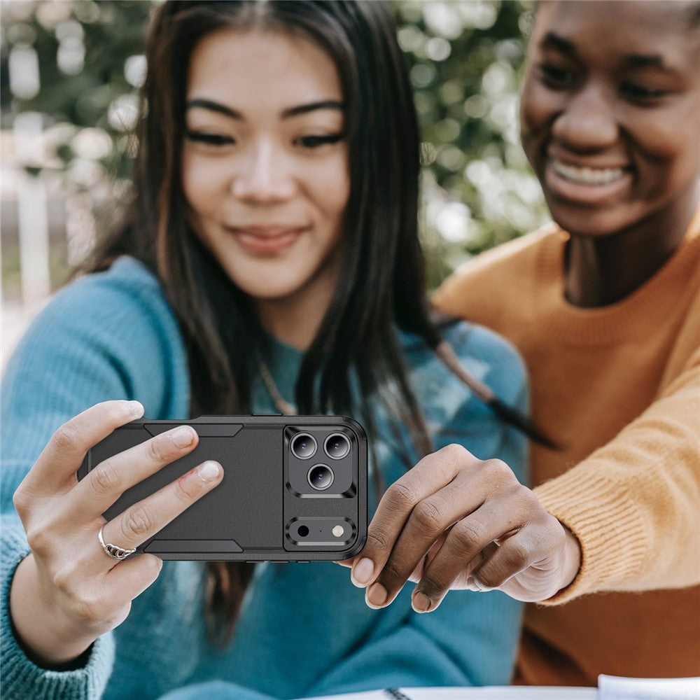 For iPhone 17 Pro Max Case 3 in 1 Shockproof TPU PC Phone Cover - Black