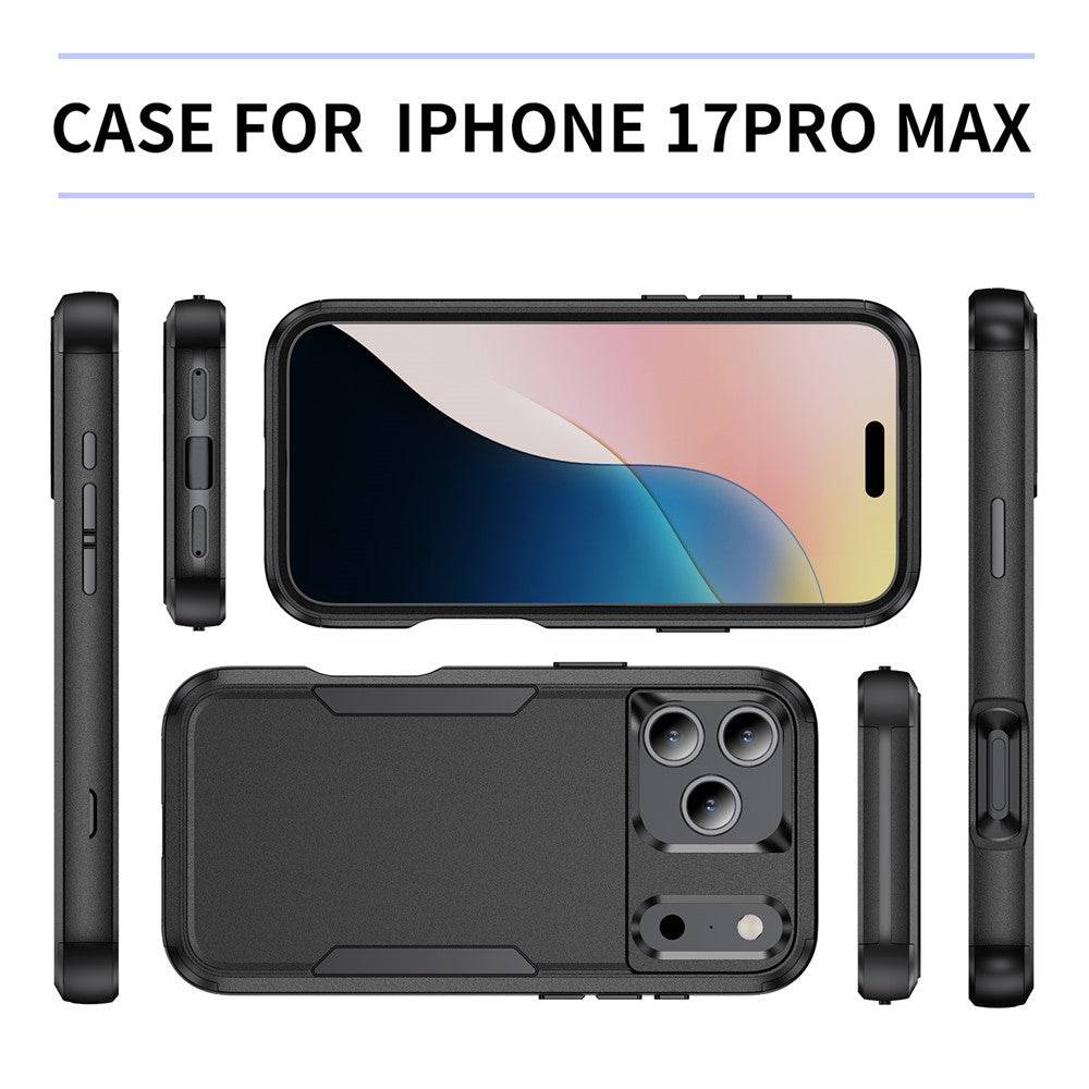For iPhone 17 Pro Max Case 3 in 1 Shockproof TPU PC Phone Cover - Black