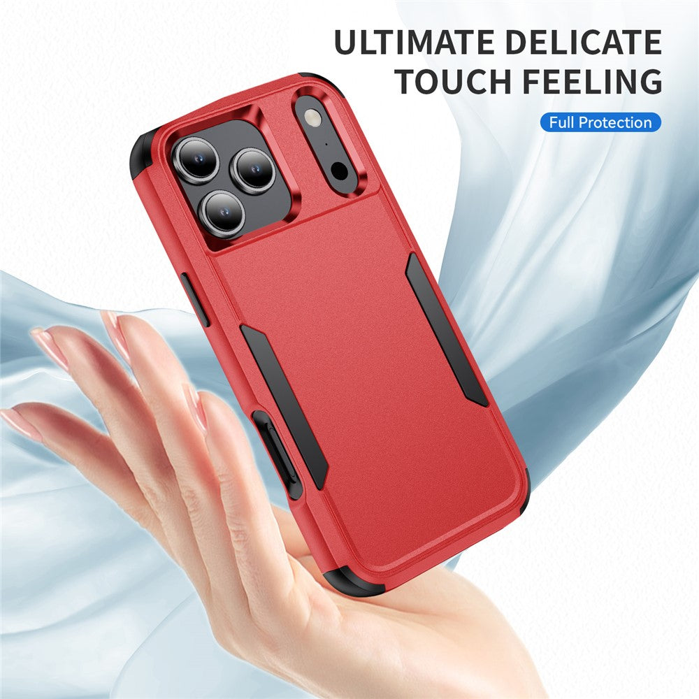 For iPhone 17 Pro Max Case 3 in 1 Shockproof TPU PC Phone Cover - Red+Black