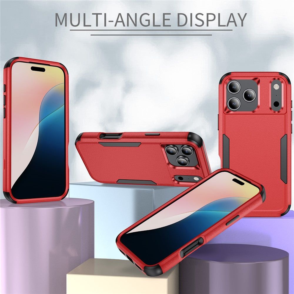 For iPhone 17 Pro Max Case 3 in 1 Shockproof TPU PC Phone Cover - Red+Black