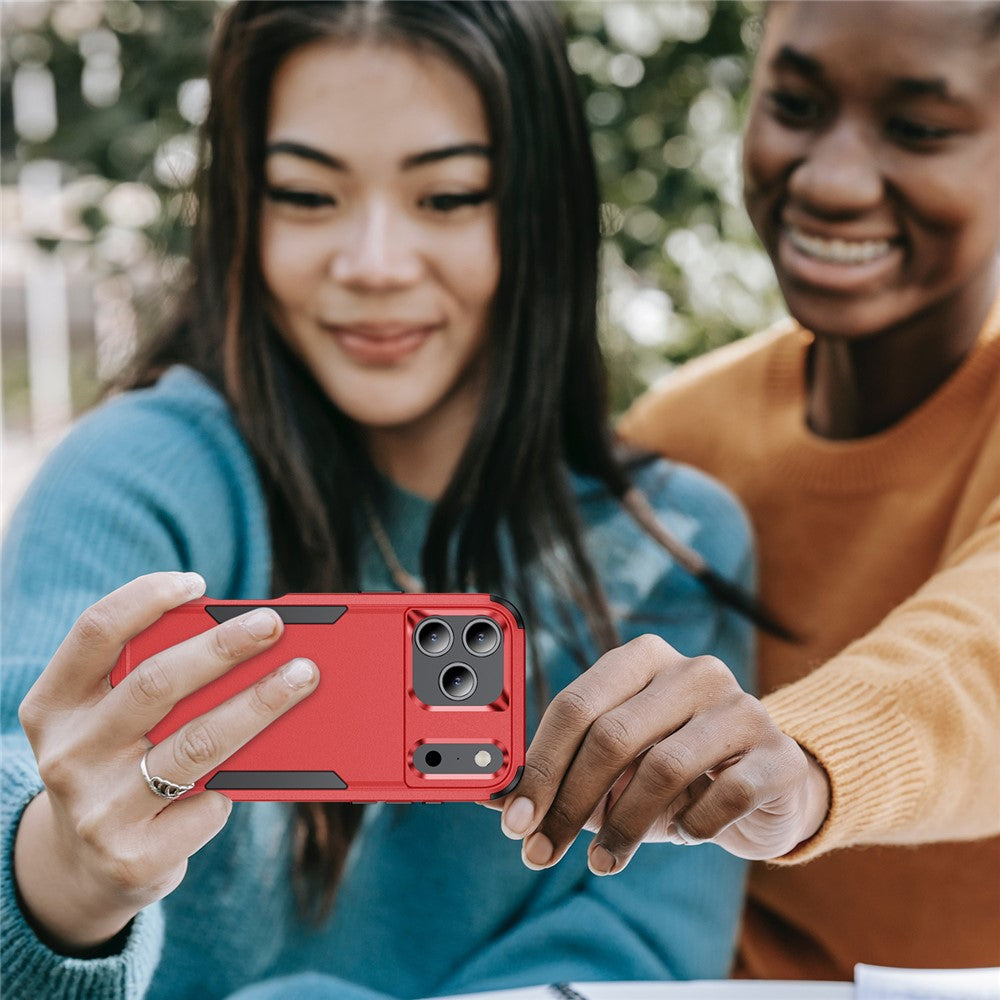 For iPhone 17 Pro Max Case 3 in 1 Shockproof TPU PC Phone Cover - Red+Black