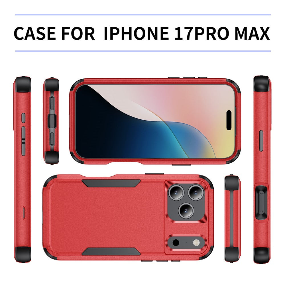 For iPhone 17 Pro Max Case 3 in 1 Shockproof TPU PC Phone Cover - Red+Black