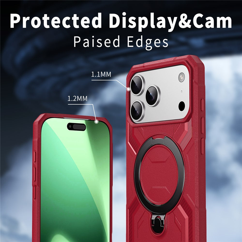 For iPhone 17 Pro Max Case Compatible with MagSafe Kickstand TPU + PC Phone Cover - Red