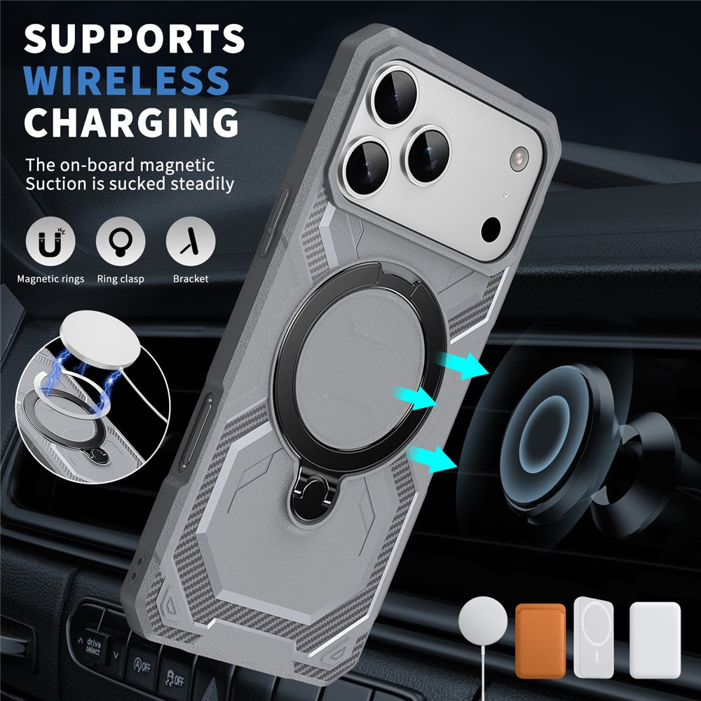 For iPhone 17 Pro Max Case Compatible with MagSafe Kickstand TPU + PC Phone Cover - Grey