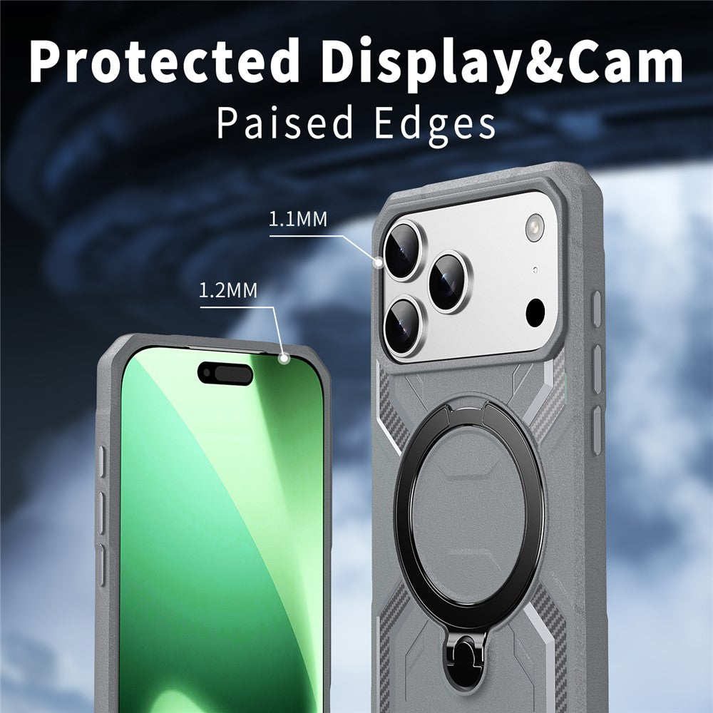 For iPhone 17 Pro Max Case Compatible with MagSafe Kickstand TPU + PC Phone Cover - Grey