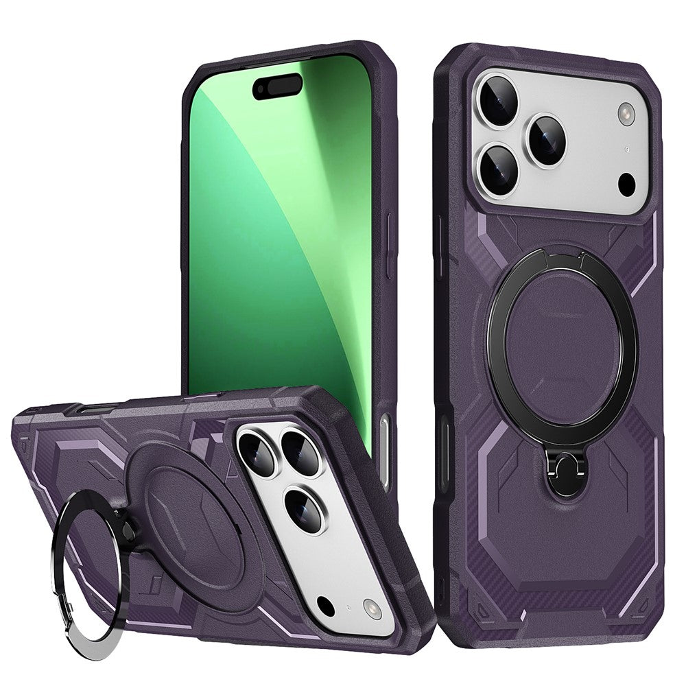 For iPhone 17 Pro Max Case Compatible with MagSafe Kickstand TPU + PC Phone Cover - Dark Purple