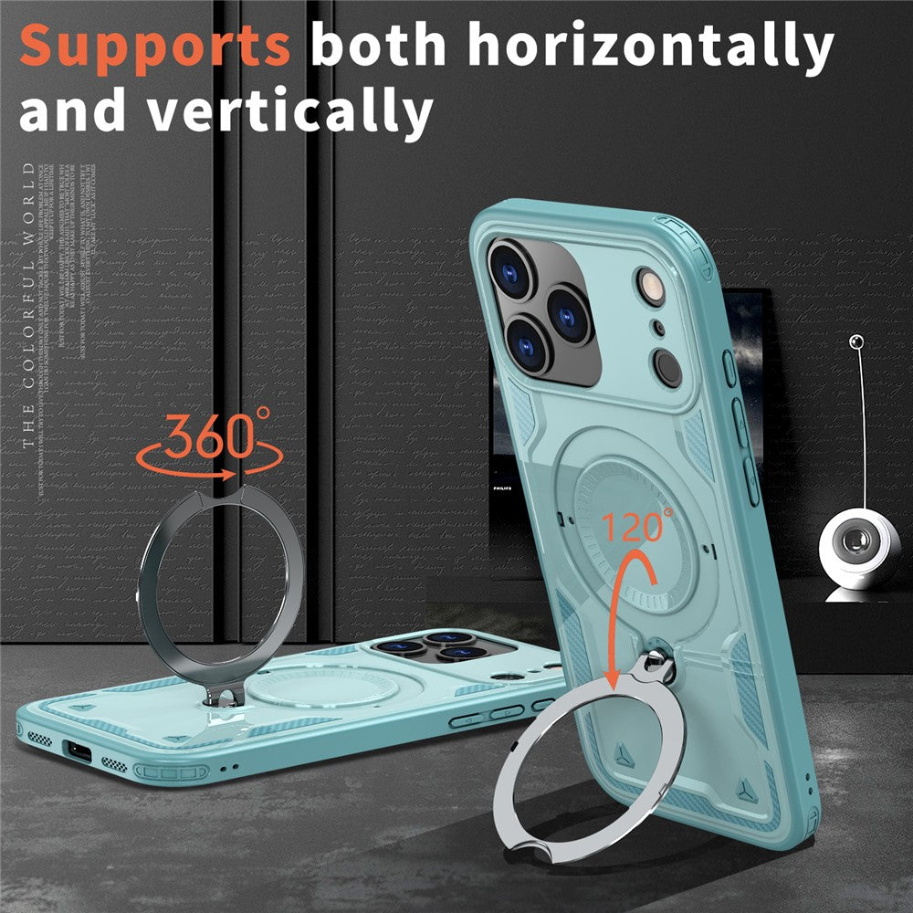For iPhone 17 Pro Max Case Compatible with MagSafe Military Protection PC + TPU Kickstand Phone Cover - Baby Blue