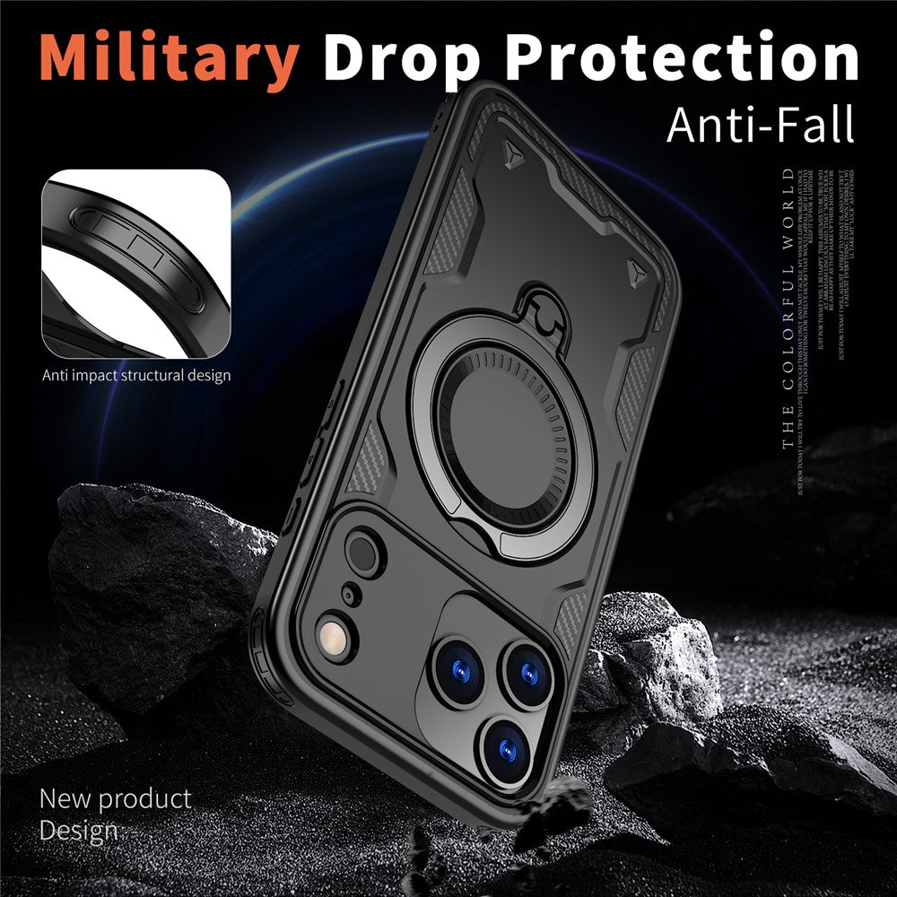 For iPhone 17 Pro Max Case Compatible with MagSafe Military Protection PC + TPU Kickstand Phone Cover - Black