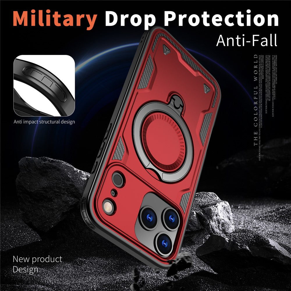 For iPhone 17 Pro Max Case Compatible with MagSafe Military Protection PC + TPU Kickstand Phone Cover - Red