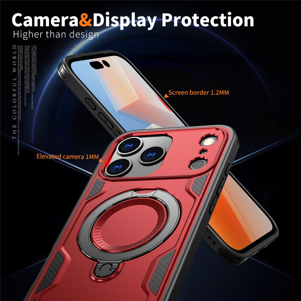 For iPhone 17 Pro Max Case Compatible with MagSafe Military Protection PC + TPU Kickstand Phone Cover - Red