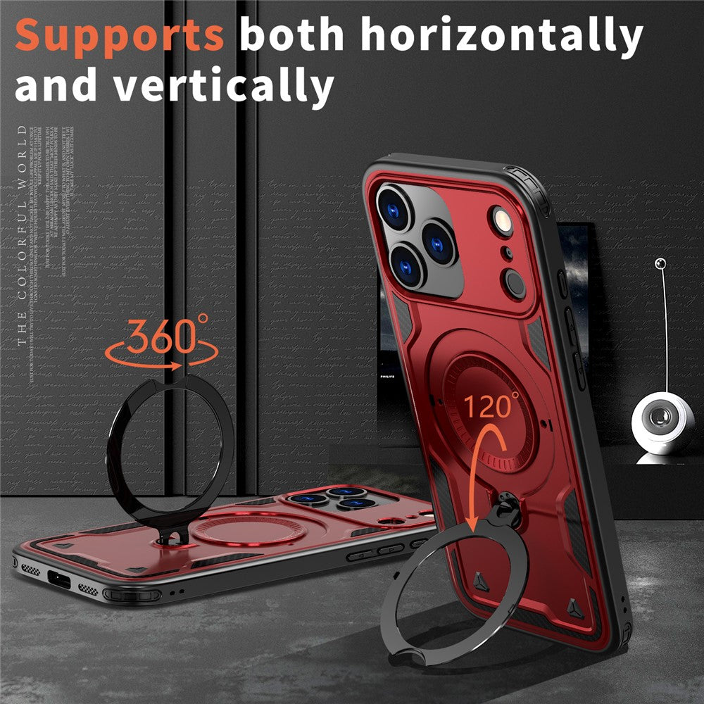 For iPhone 17 Pro Max Case Compatible with MagSafe Military Protection PC + TPU Kickstand Phone Cover - Red