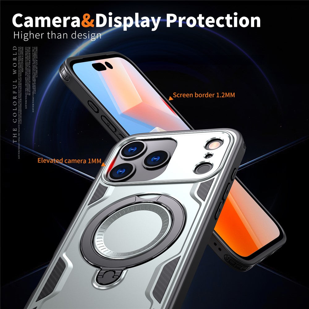 For iPhone 17 Pro Max Case Compatible with MagSafe Military Protection PC + TPU Kickstand Phone Cover - Grey