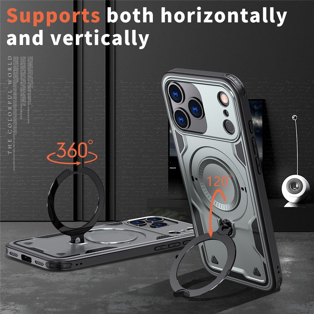 For iPhone 17 Pro Max Case Compatible with MagSafe Military Protection PC + TPU Kickstand Phone Cover - Grey