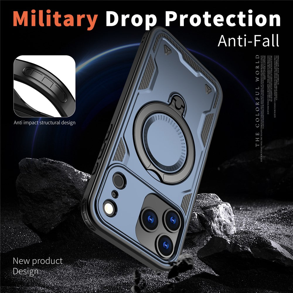 For iPhone 17 Pro Max Case Compatible with MagSafe Military Protection PC + TPU Kickstand Phone Cover - Blue