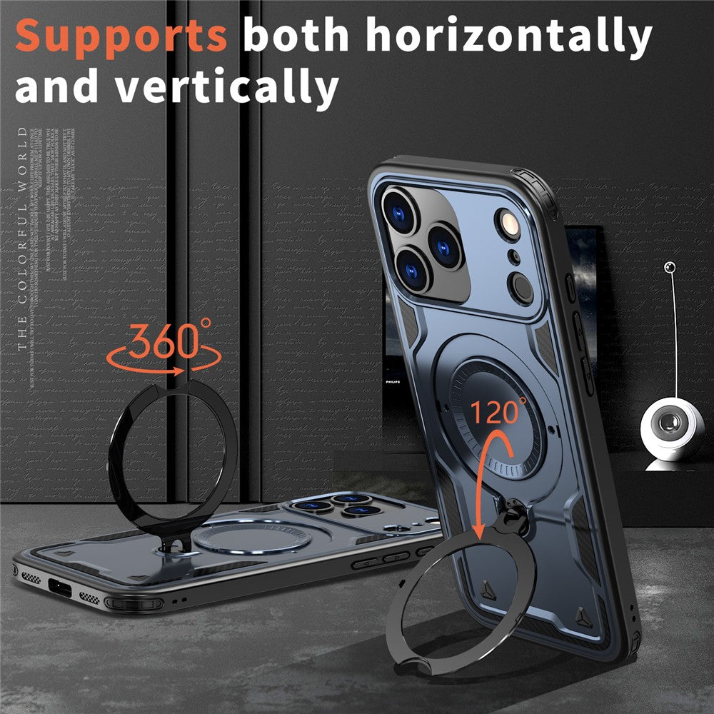 For iPhone 17 Pro Max Case Compatible with MagSafe Military Protection PC + TPU Kickstand Phone Cover - Blue