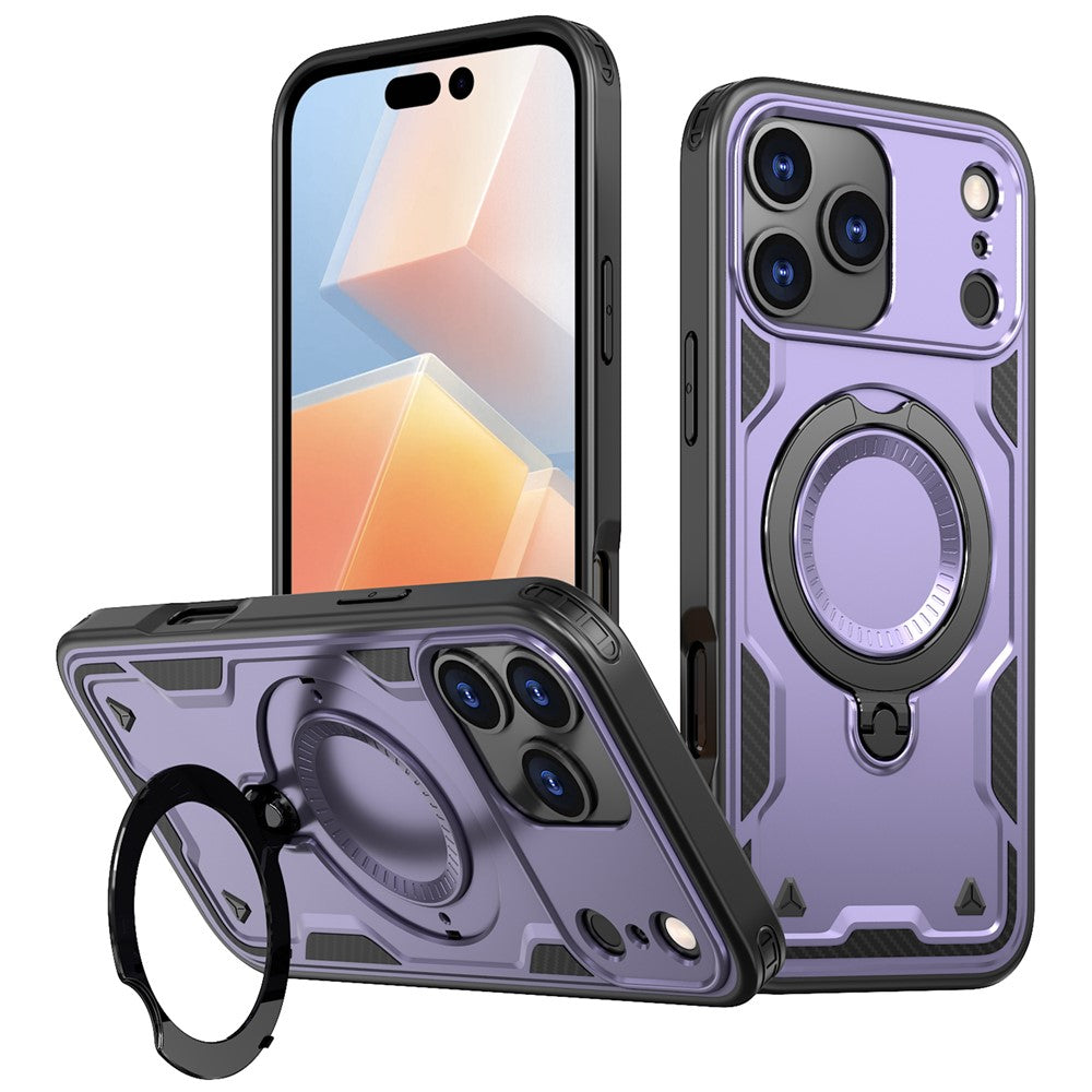 For iPhone 17 Pro Max Case Compatible with MagSafe Military Protection PC + TPU Kickstand Phone Cover - Purple