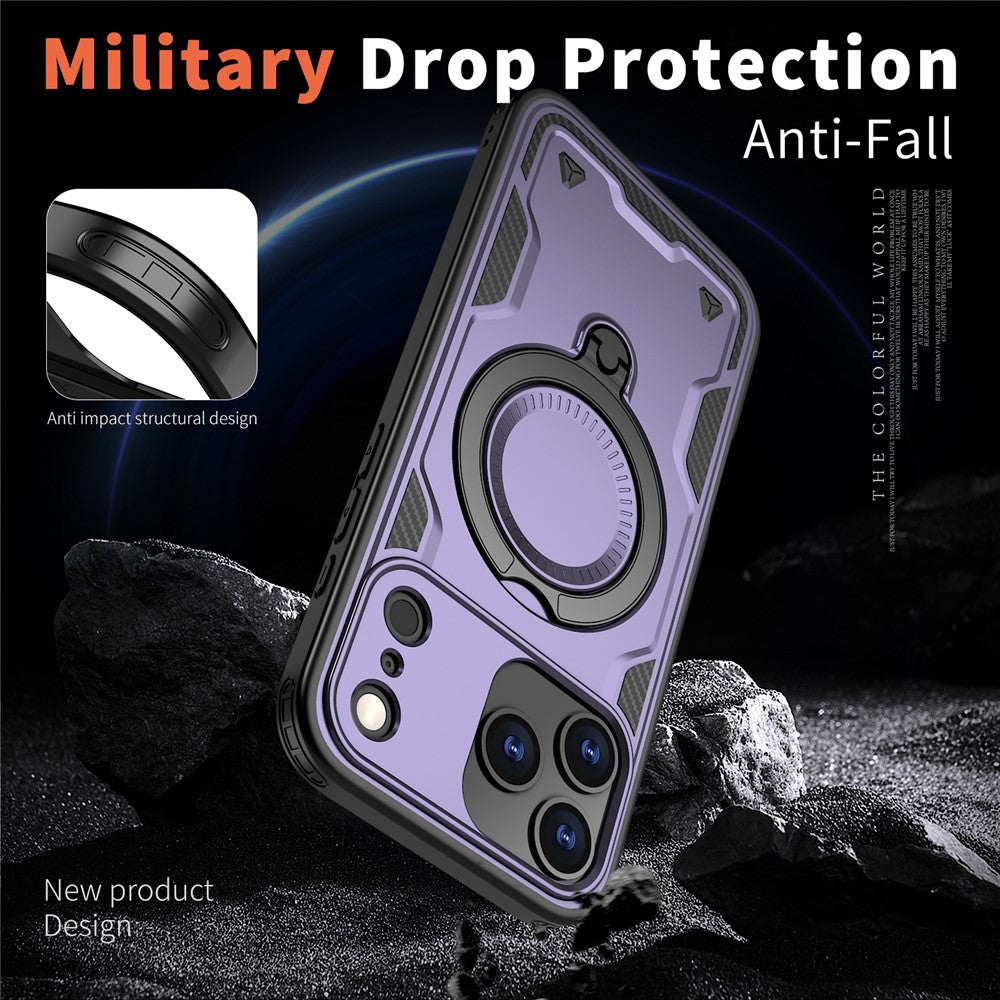 For iPhone 17 Pro Max Case Compatible with MagSafe Military Protection PC + TPU Kickstand Phone Cover - Purple
