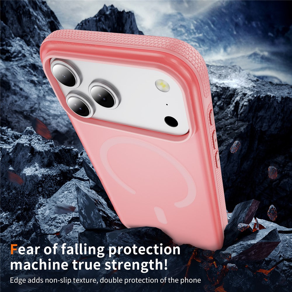 For iPhone 17 Pro Max Case PC + TPU Skin Touch Anti-drop Phone Cover Compatible with MagSafe - Pink
