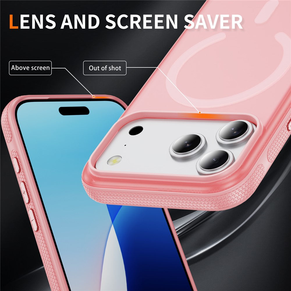 For iPhone 17 Pro Max Case PC + TPU Skin Touch Anti-drop Phone Cover Compatible with MagSafe - Pink
