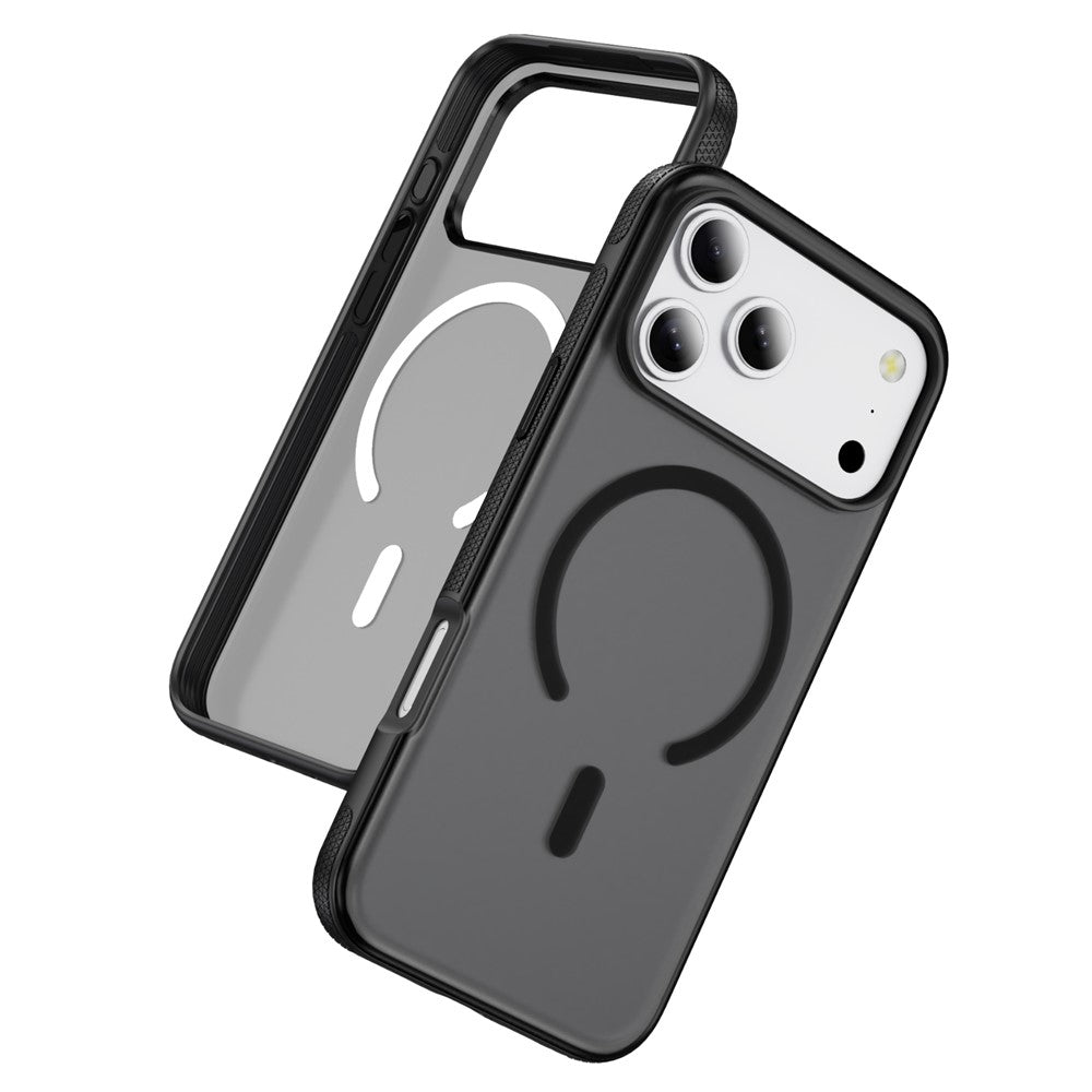 For iPhone 17 Pro Max Case PC + TPU Skin Touch Anti-drop Phone Cover Compatible with MagSafe - Black