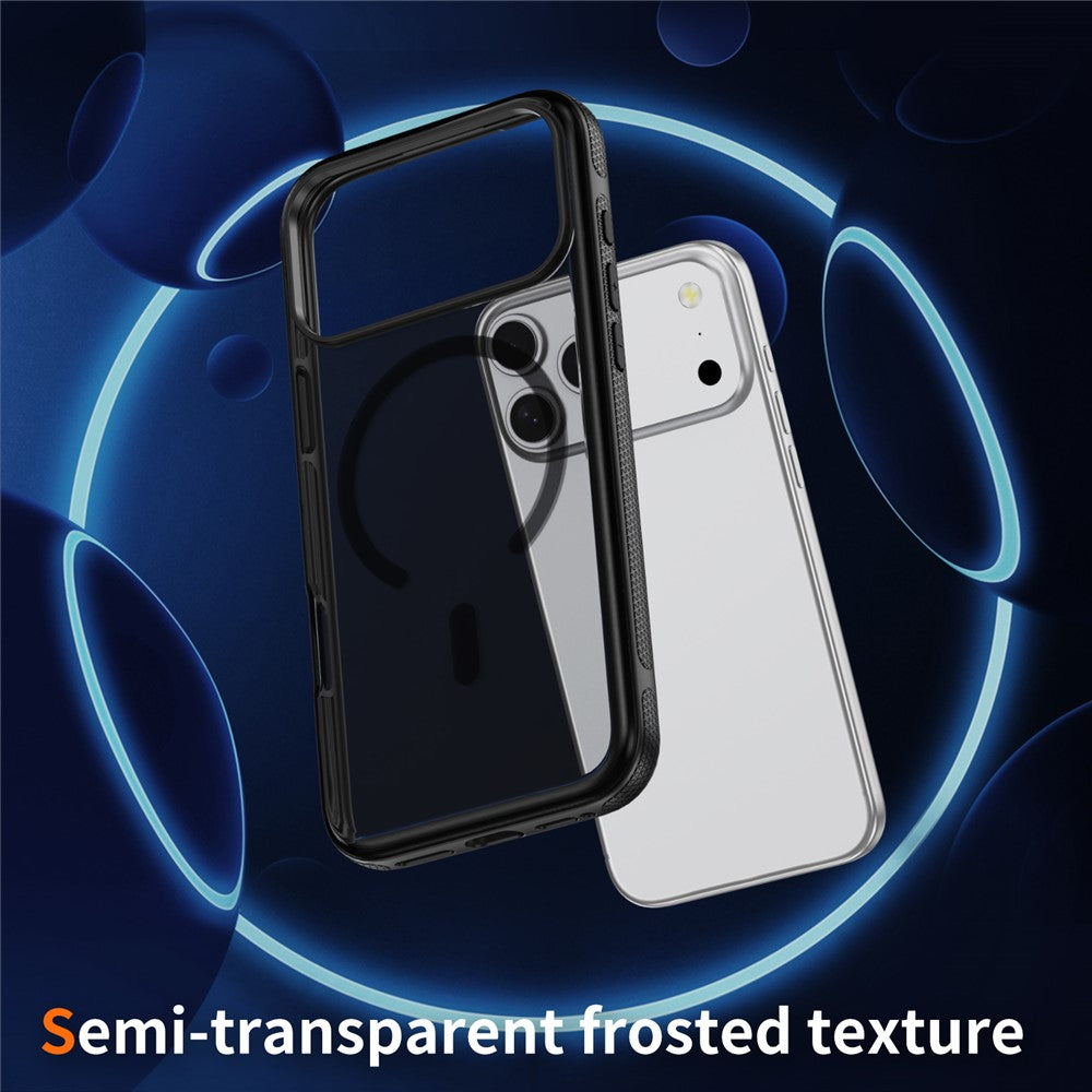 For iPhone 17 Pro Max Case PC + TPU Skin Touch Anti-drop Phone Cover Compatible with MagSafe - Black