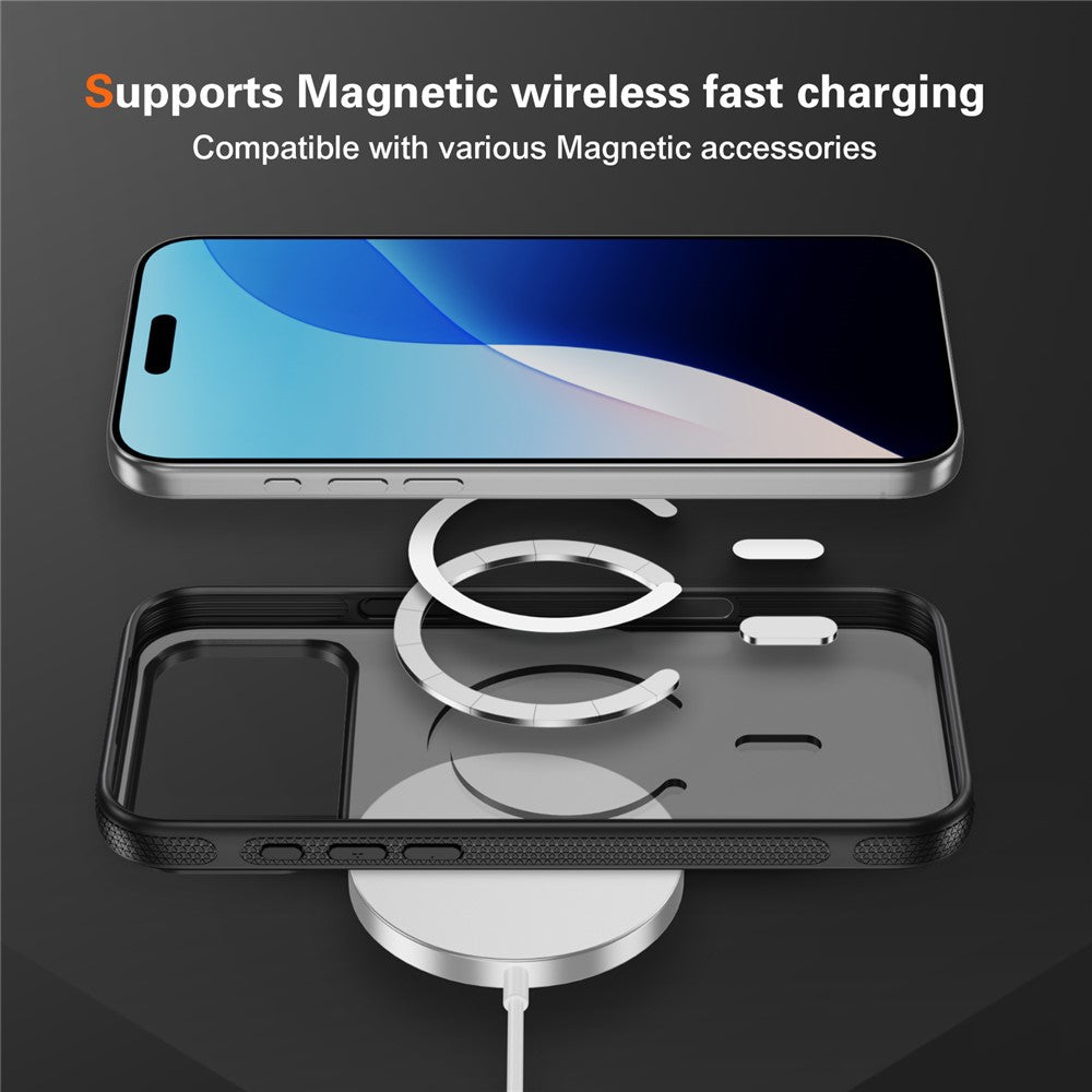 For iPhone 17 Pro Max Case PC + TPU Skin Touch Anti-drop Phone Cover Compatible with MagSafe - Black