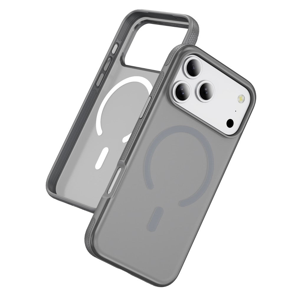 For iPhone 17 Pro Max Case PC + TPU Skin Touch Anti-drop Phone Cover Compatible with MagSafe - Grey+Black