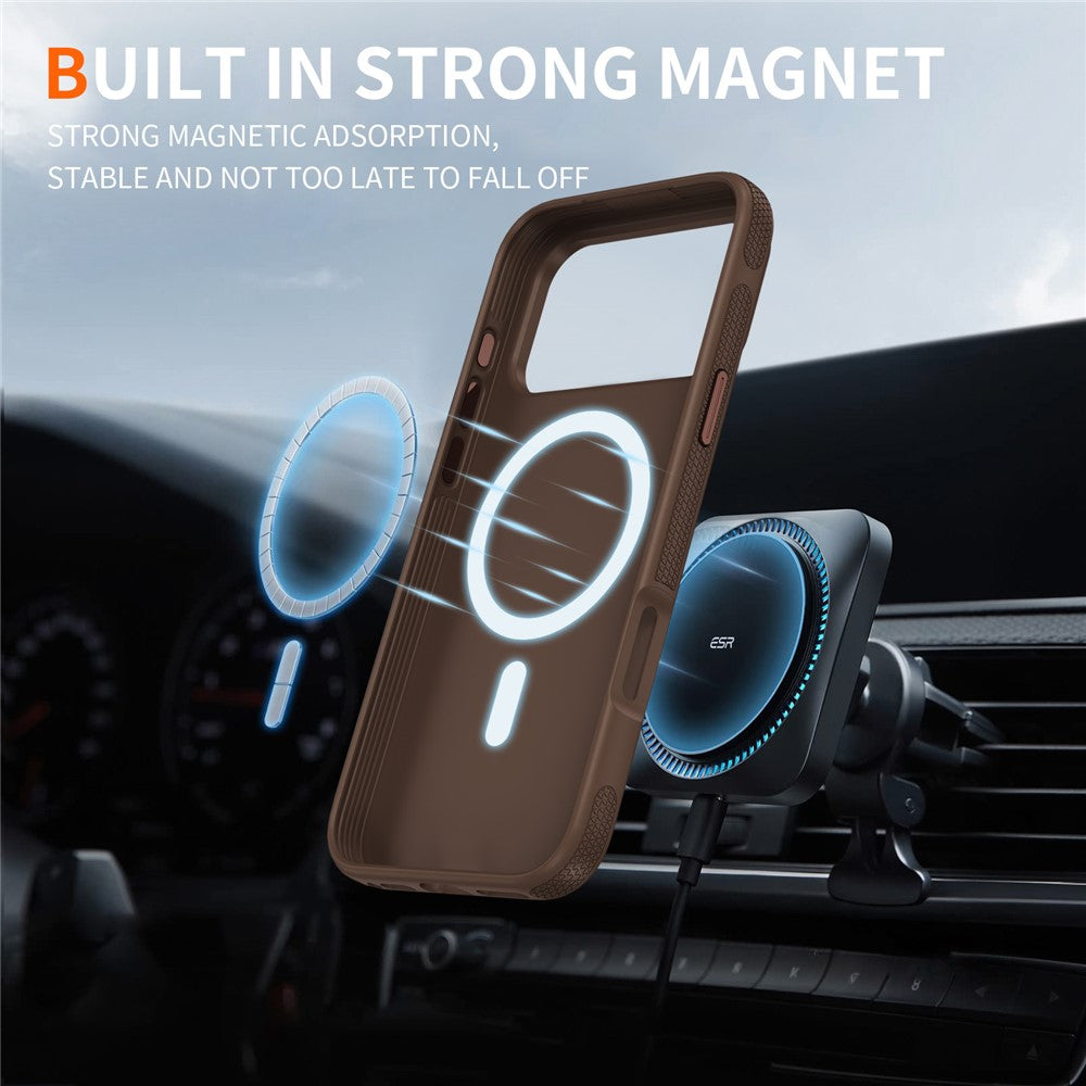 For iPhone 17 Pro Max Case Compatible with MagSafe 2.8mm PC + 2.2mm TPU Shockproof Hybrid Phone Cover - Coffee