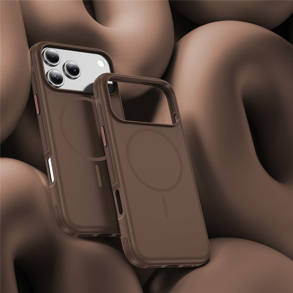 For iPhone 17 Pro Max Case Compatible with MagSafe 2.8mm PC + 2.2mm TPU Shockproof Hybrid Phone Cover - Coffee