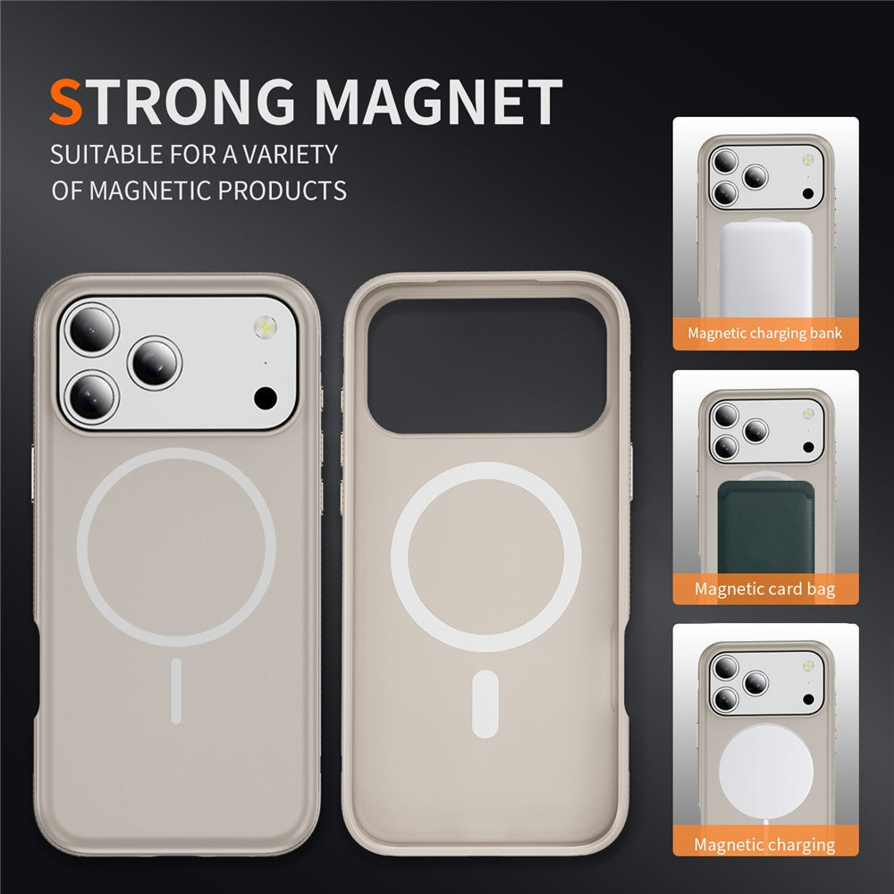 For iPhone 17 Pro Max Case Compatible with MagSafe 2.8mm PC + 2.2mm TPU Shockproof Hybrid Phone Cover - Grey