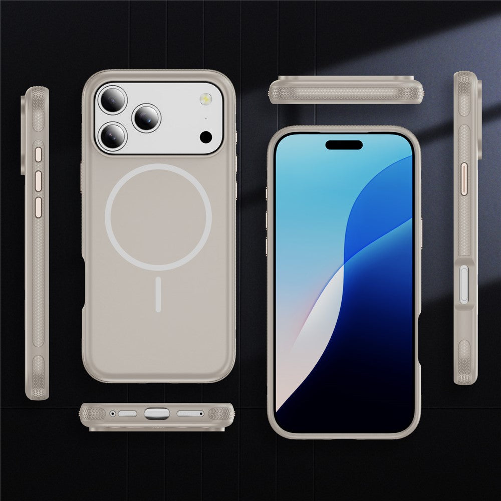 For iPhone 17 Pro Max Case Compatible with MagSafe 2.8mm PC + 2.2mm TPU Shockproof Hybrid Phone Cover - Grey