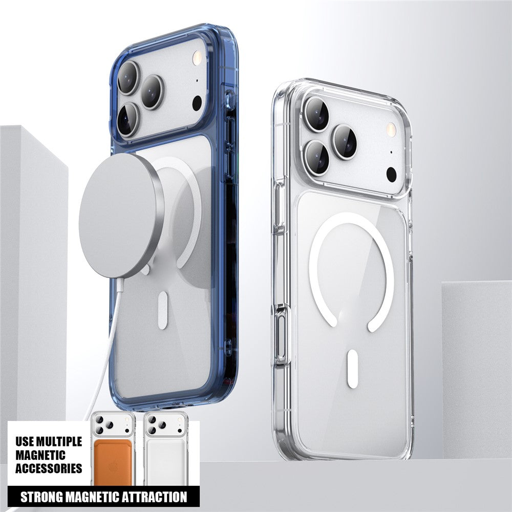 For iPhone 17 Pro Max Case Compatible with MagSafe TPU + PC Clear Phone Back Cover - Transparent Blue