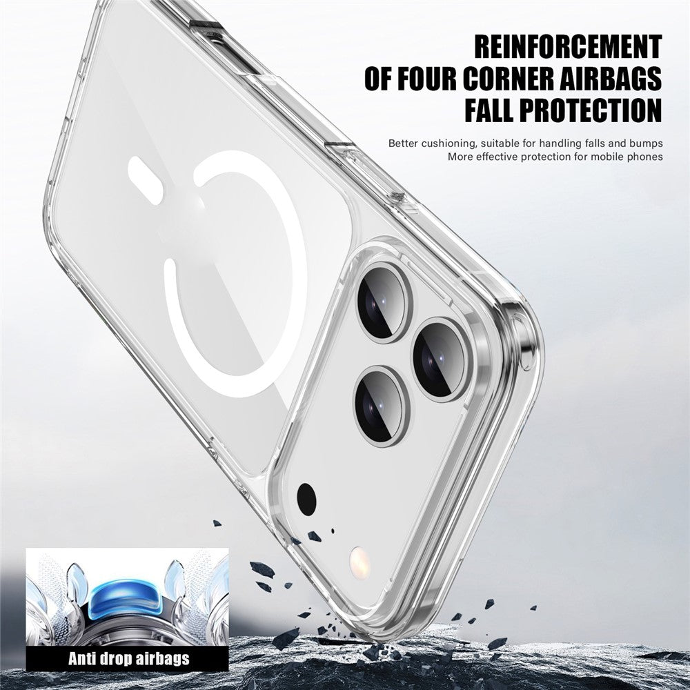 For iPhone 17 Pro Max Case Compatible with MagSafe TPU + PC Clear Phone Back Cover - Transparent Blue