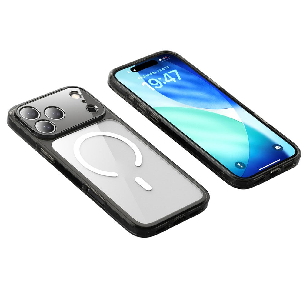 For iPhone 17 Pro Max Case Compatible with MagSafe Precise Cutouts TPU + PC Clear Phone Back Cover - Transparent Black