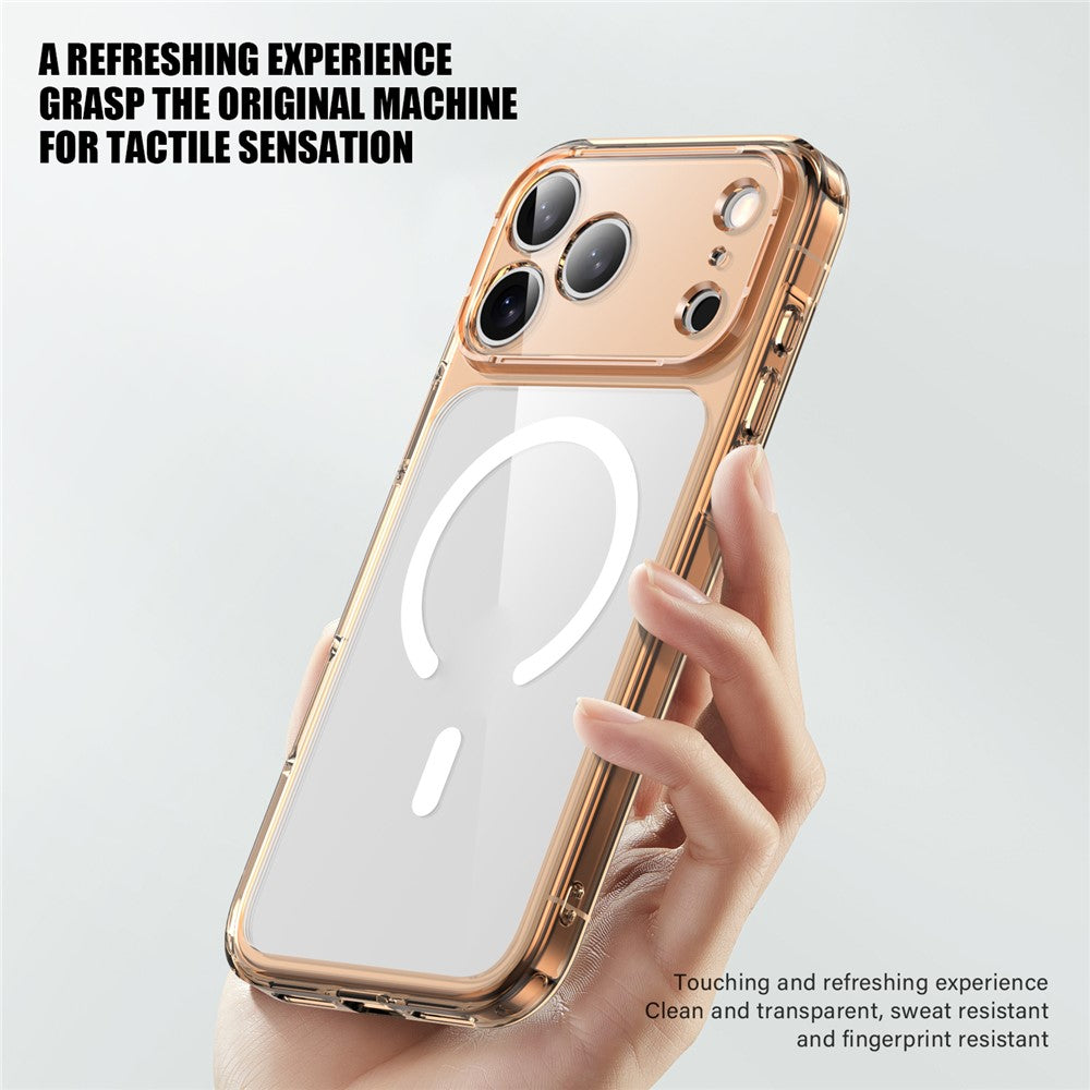 For iPhone 17 Pro Max Case Compatible with MagSafe Precise Cutouts TPU + PC Clear Phone Back Cover - Transparent Orange
