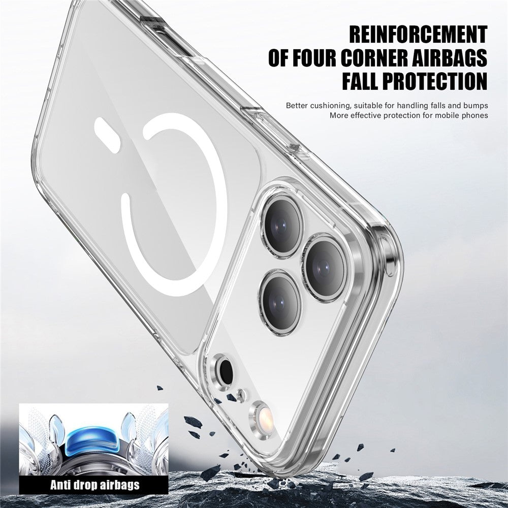 For iPhone 17 Pro Max Case Compatible with MagSafe Precise Cutouts TPU + PC Clear Phone Back Cover - Transparent Blue