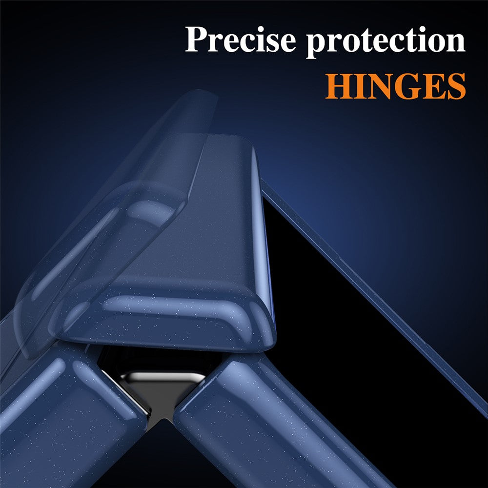 For Samsung Galaxy Z Fold7 5G PC Phone Case with Back Cover Kickstand and Tempered Glass Film - Sapphire